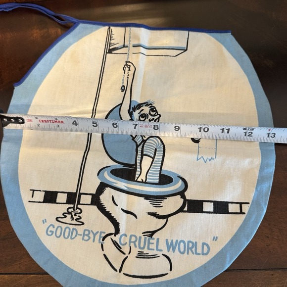 Vintage 1950's Toilet Seat Cover Goodbye Cruel World Bathroom Humor Novelty Gag - Picture 4 of 4